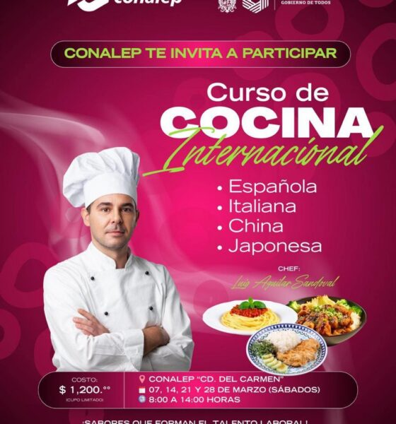 CONALEP PLANTEL CIUDAD DEL CARMEN INVITA A SU CURSO DE COCINA INTERNACIONAL