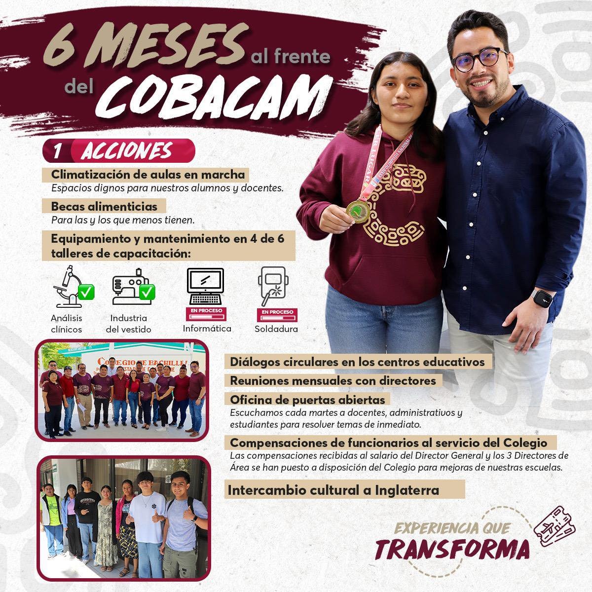 COBACAM REPORTA AVANCES SIGNIFICATIVOS EN EDUCACIÓN, INFRAESTRUCTURA Y JUSTICIA LABORAL DURANTE LOS ÚLTIMOS 6 MESES