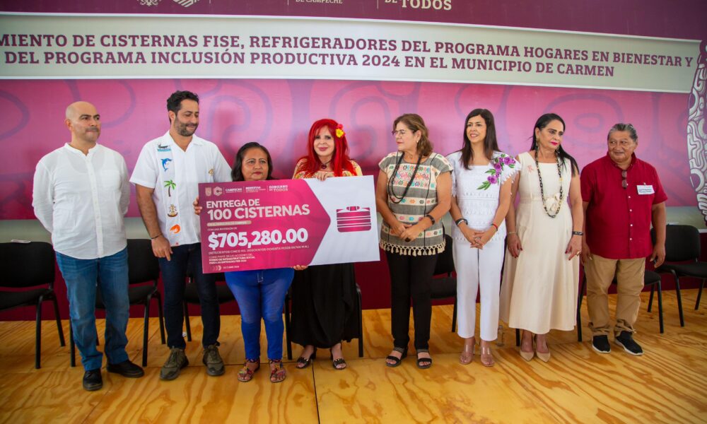 LA GOBERNADORA, LAYDA SANSORES SAN ROMÁN, ENTREGÓ CISTERNAS, REFRIGERADORES Y APOYOS POR MÁS DE $3 MILLONES A FAMILIAS CARMELITAS