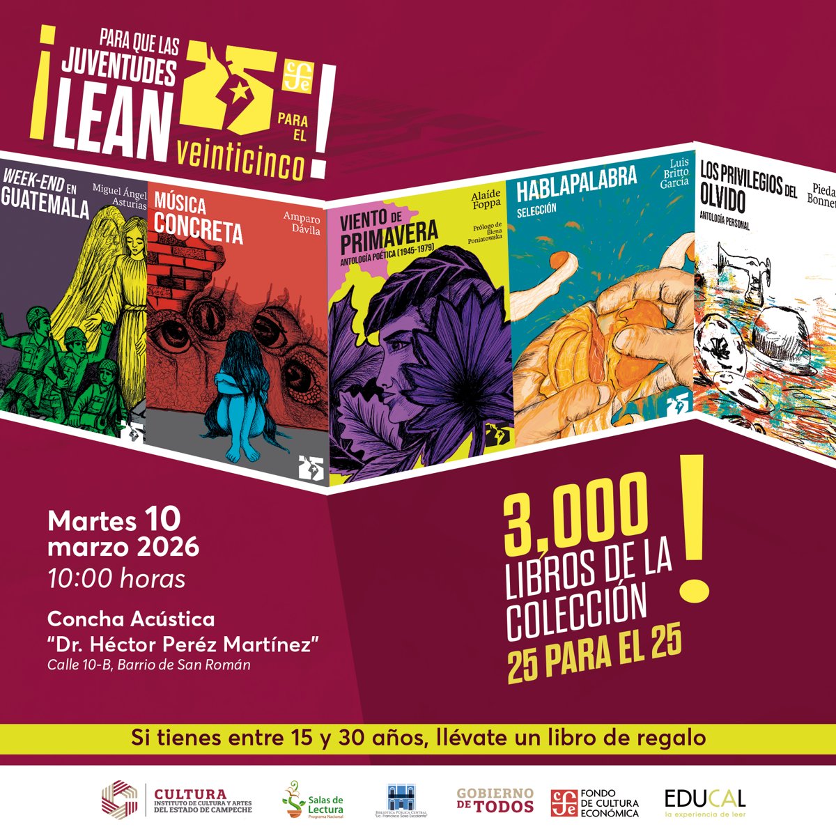 RECIBE CAMPECHE 3,000 LIBROS GRATUITOS DE LA INICIATIVA PRESIDENCIAL "PARA QUE LAS JUVENTUDES LEAN: 25 PARA EL 25"