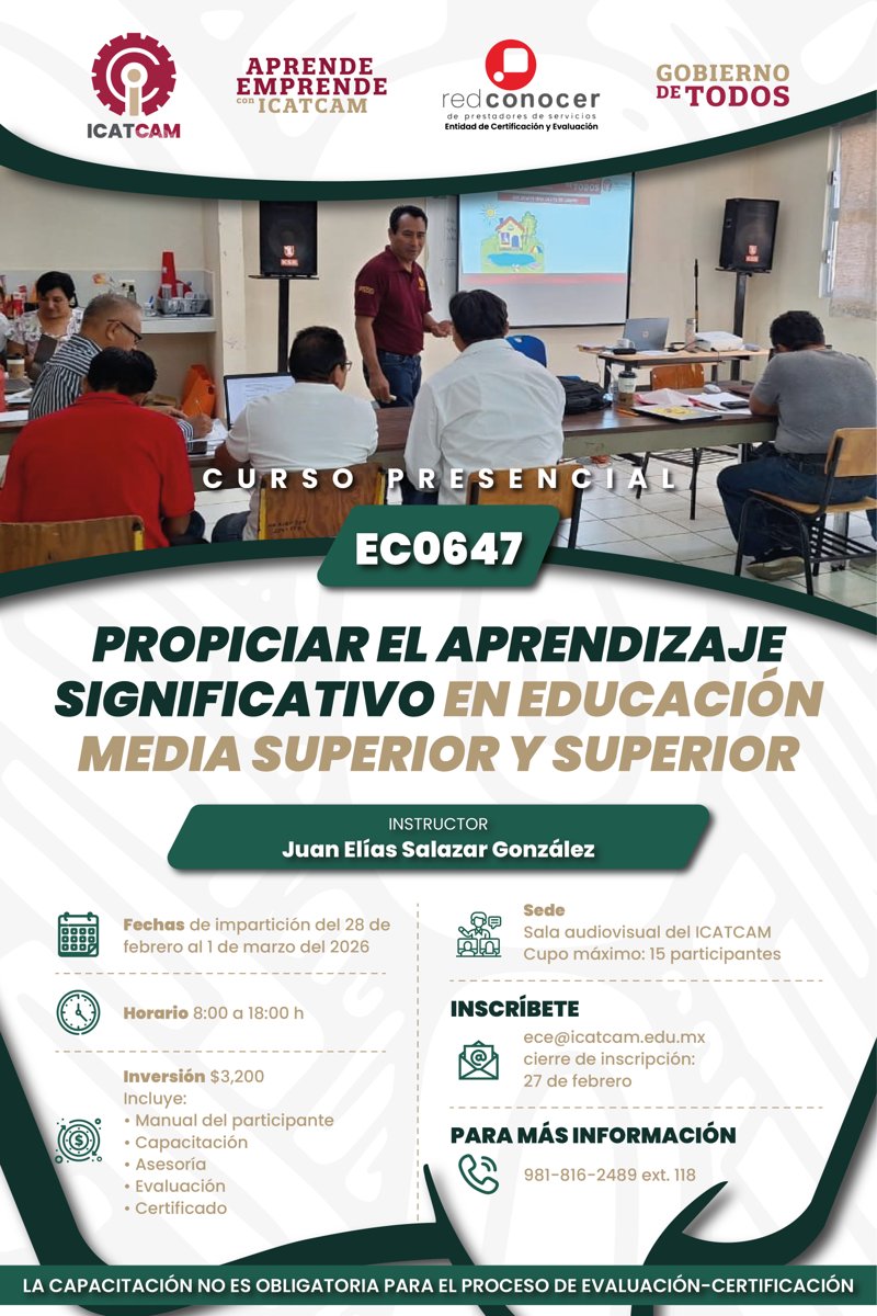 CERTIFÍCATE EN EL ICATCAM EN NOVEDOSOS ESTÁNDARES DE COMPETENCIA