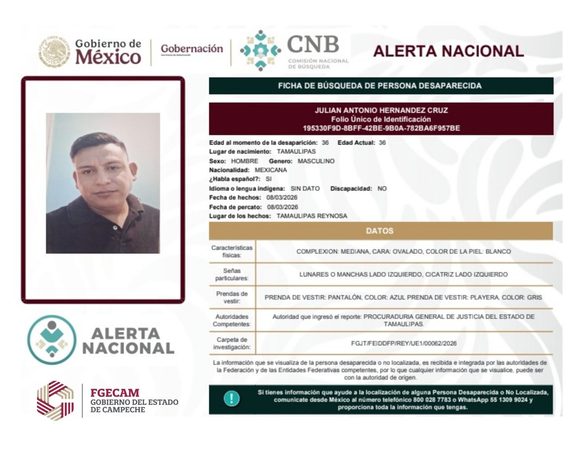 BÚSQUEDA NACIONAL DE PERSONAS DESAPARECIDAS