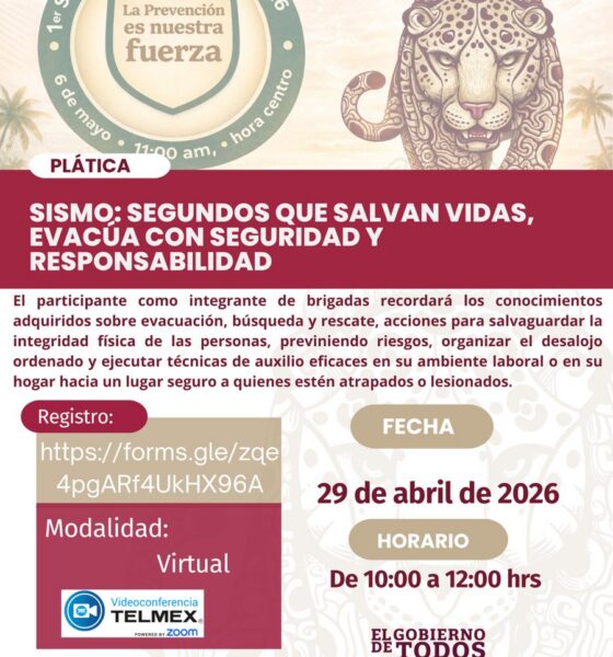 *SEPROCI INVITA A PARTICIPAR EN LA PLÁTICA "SISMO: SEGUNDOS QUE SALVAN VIDAS, EVACÚA CON SEGURIDAD Y RESPONSABILIDAD”*