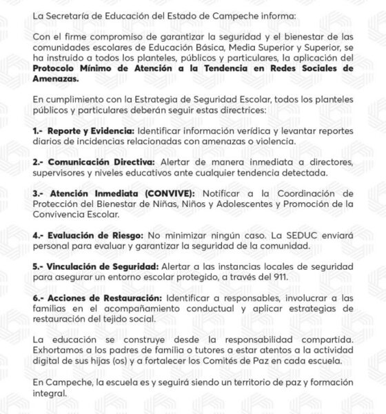 Av. Maestros Campechanos S/N, Colonia Sascalum C.P. 24095 San Fco. de Campeche, Camp. (981) 12 73350 educacioncampeche.gob.mx