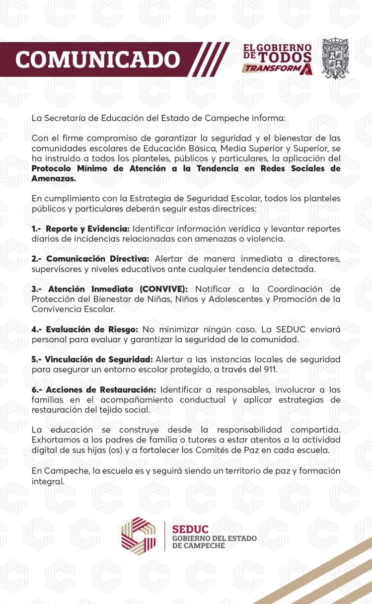 Av. Maestros Campechanos S/N, Colonia Sascalum C.P. 24095 San Fco. de Campeche, Camp. (981) 12 73350 educacioncampeche.gob.mx
