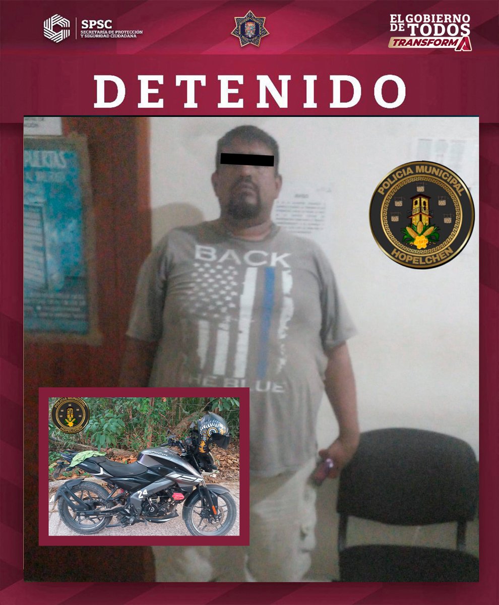 MASCULINO DETENIDO EN HOPELCHÉN