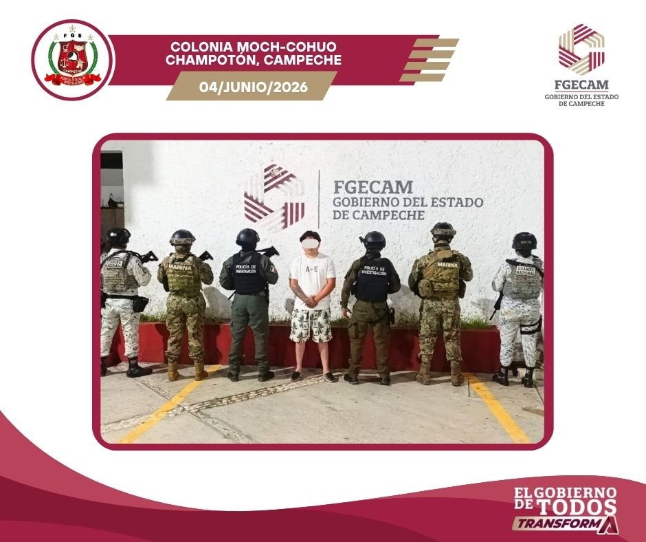 FGECAM EJECUTA CATEOS EN CHAMPOTÓN Y ASEGURA DROGA, ARMAS Y EQUIPO TÁCTICO