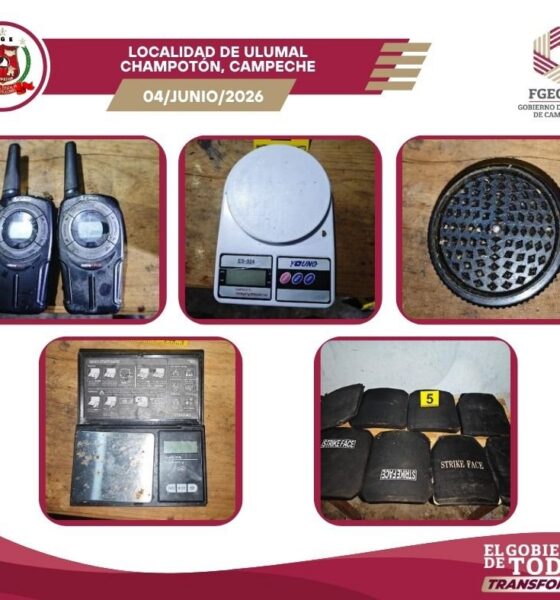 FGECAM EJECUTA CATEOS EN CHAMPOTÓN Y ASEGURA DROGA, ARMAS Y EQUIPO TÁCTICO