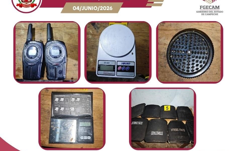 FGECAM EJECUTA CATEOS EN CHAMPOTÓN Y ASEGURA DROGA, ARMAS Y EQUIPO TÁCTICO