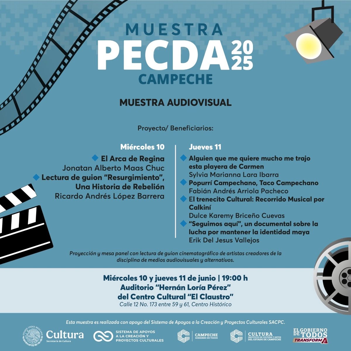 MUESTRA PECDA CAMPECHE REÚNE EL TALENTO AUDIOVISUAL DEL ESTADO EN EL CENTRO CULTURAL “EL CLAUSTRO”