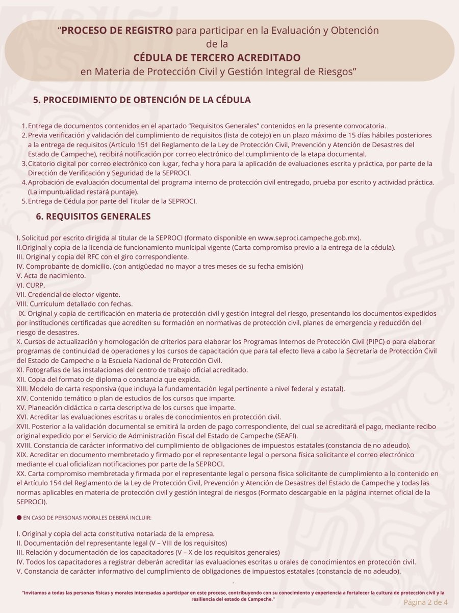 CONVOCATORIA PARA EL PROCESO DE REGISTRO COMO TERCERO ACREDITADO