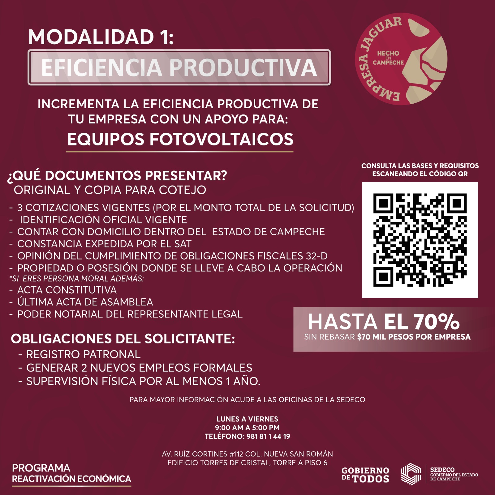 SEDECO PRESENTA PROGRAMAS DE REACTIVACIÓN ECONÓMICA PARA EMPRENDEDORES Y EMPRESAS CAMPECHANAS