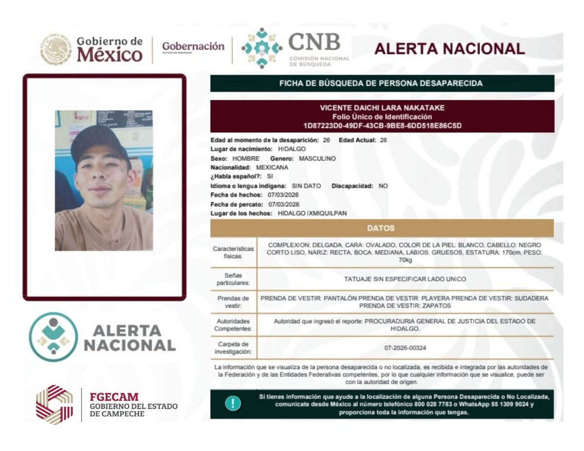 BÚSQUEDA NACIONAL DE PERSONAS DESAPARECIDAS