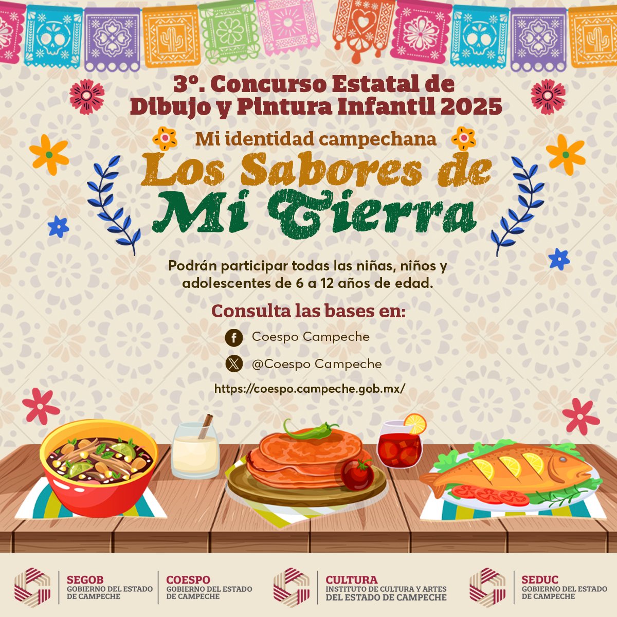 INVITAN A PARTICIPAR EN EL TERCER CONCURSO DE DIBUJO Y PINTURA INFANTIL “MI IDENTIDAD CAMPECHANA, LOS SABORES DE MI TIERRA”
