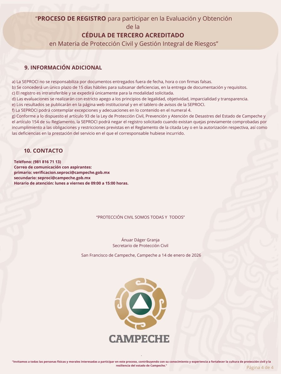 CONVOCATORIA PARA EL PROCESO DE REGISTRO COMO TERCERO ACREDITADO