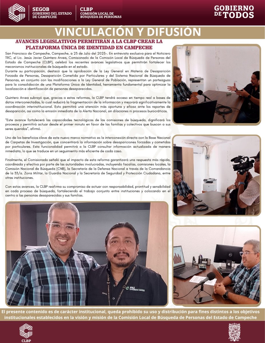 AVANCES LEGISLATIVOS PERMITIRÁN A LA CLBP CREAR LA PLATAFORMA ÚNICA DE IDENTIDAD EN CAMPECHE