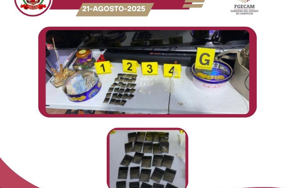 FGECAM ASEGURA A TRES PERSONAS, DROGAS Y DINERO DURANTE CATEOS EN LA CAPITAL CAMPECHANA