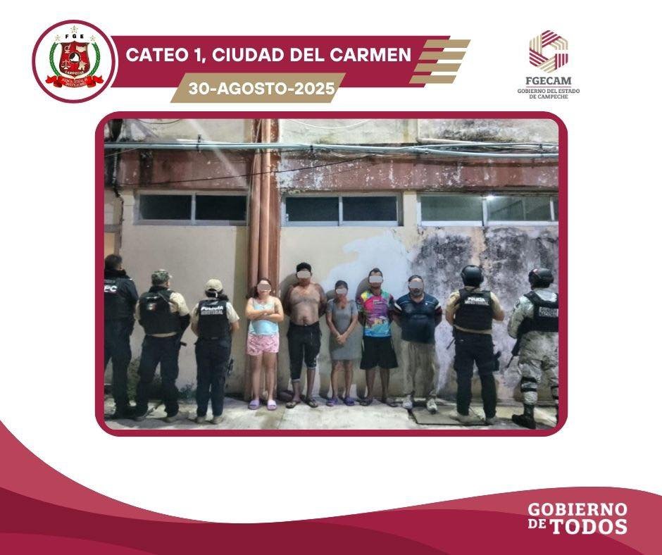 FGECAM y SSPC FEDERAL, DETUVIERON A CINCO PERSONAS