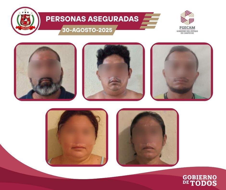 FGECAM y SSPC FEDERAL, DETUVIERON A CINCO PERSONAS