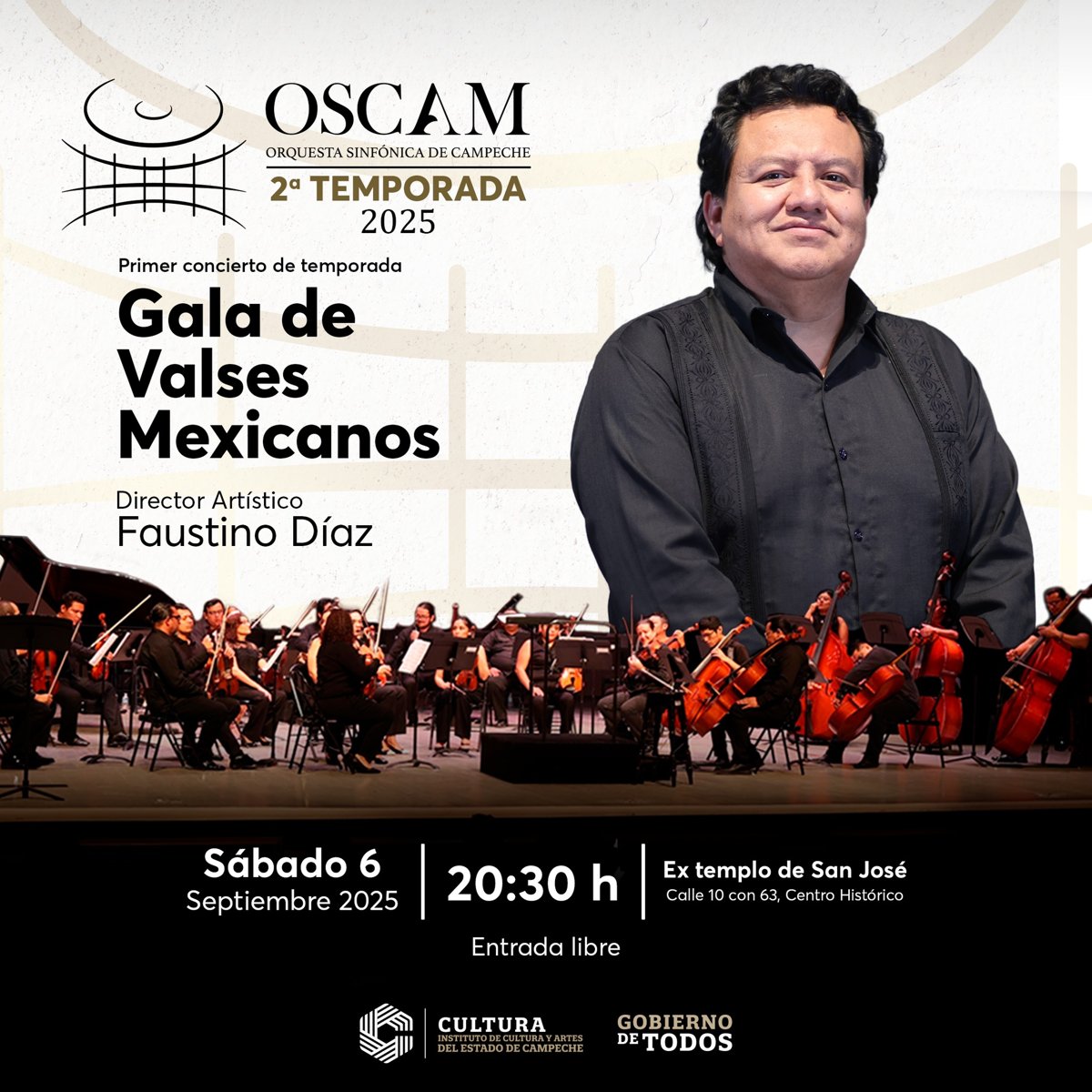 CON GALA DE VALSES MEXICANOS ABRE LA SEGUNDA TEMPORADA DE CONCIERTOS 2025 DE LA ORQUESTA SINFÓNICA DE CAMPECHE