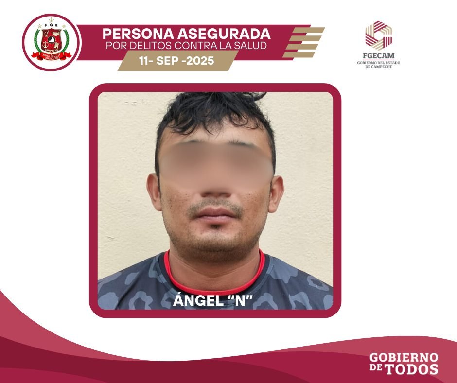 FGECAM ASEGURA A SUJETO POR DELITO CONTRA LA SALUD EN CIUDAD DEL CARMEN