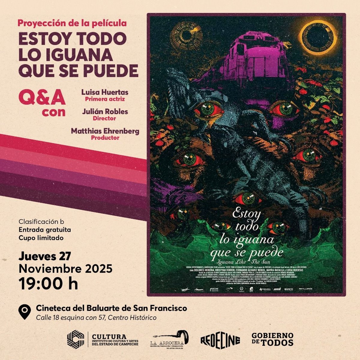 TRES GRANDES DEL CINE MEXICANO VISITARÁN CAMPECHE PARA PRESENTAR "ESTOY TODO LO IGUANA QUE SE PUEDE"