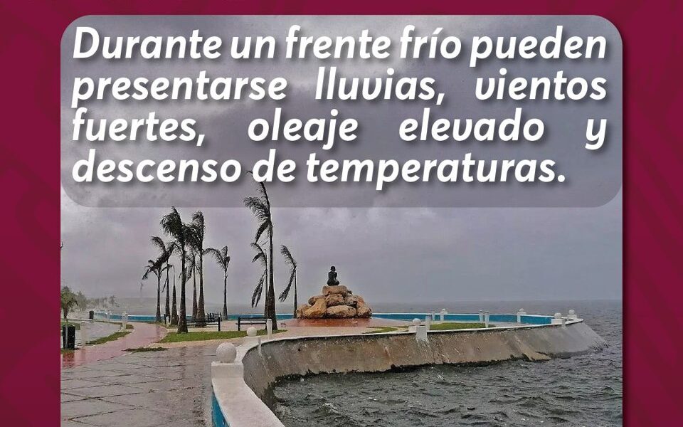 SE ESPERA EL ARRIBO DEL FRENTE FRÍO 25 A LA ENTIDAD