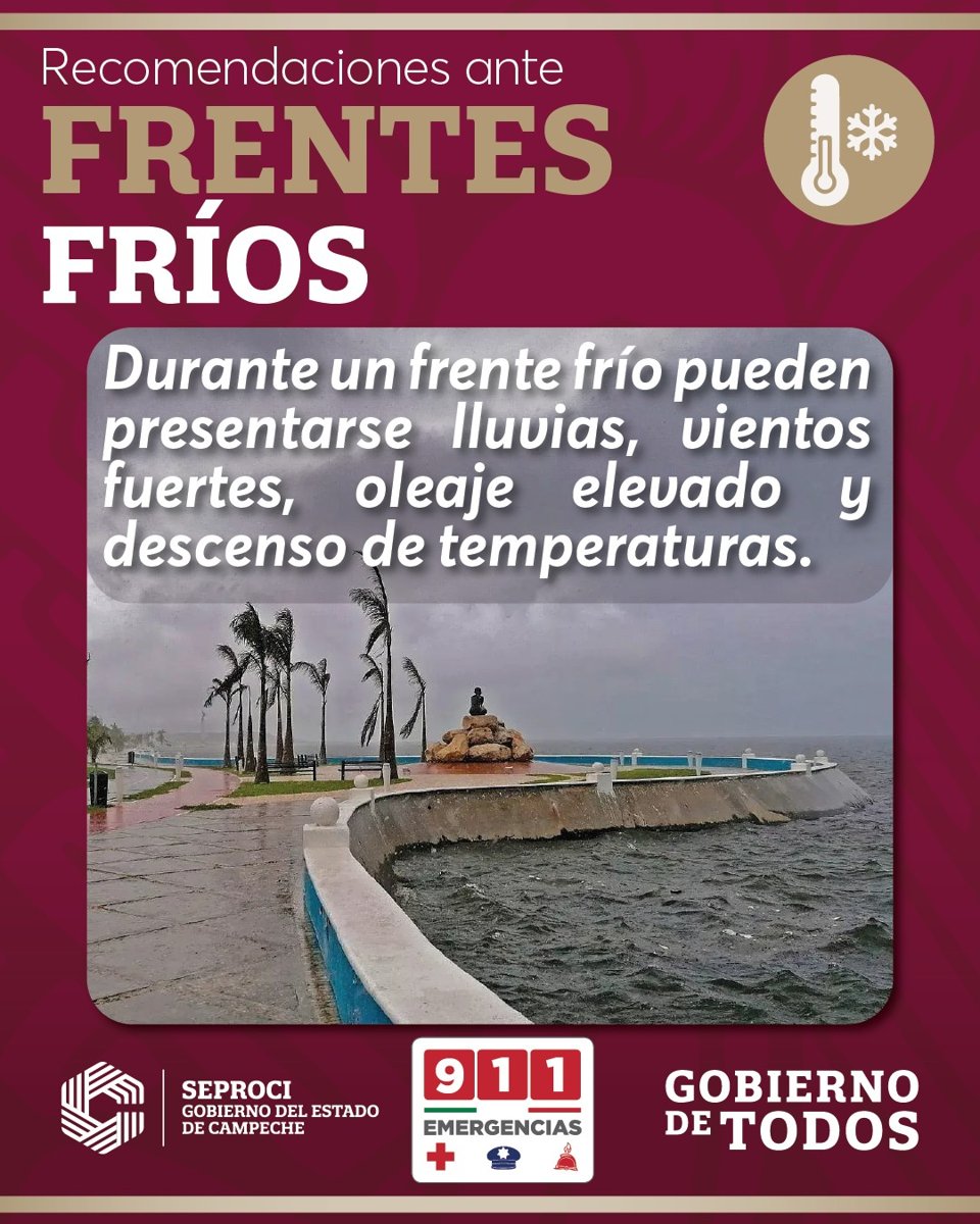 SE ESPERA EL ARRIBO DEL FRENTE FRÍO 25 A LA ENTIDAD