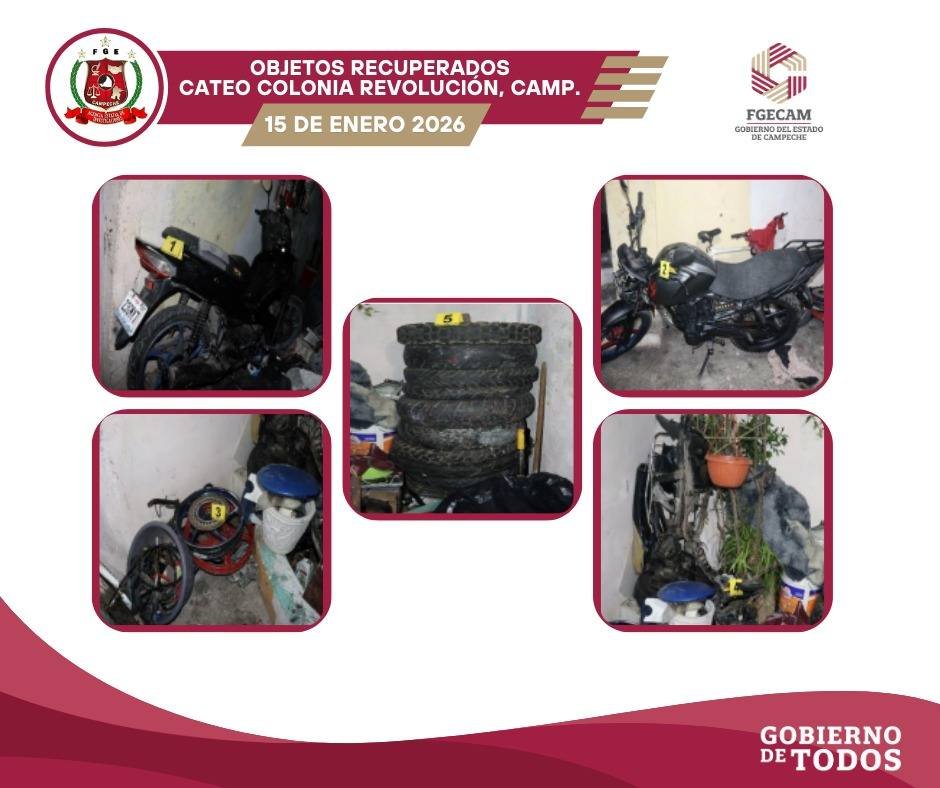 FISCALÍA DE CAMPECHE EJECUTA CATEO POR ROBO DE MOTOCICLETAS EN LA CAPITAL DEL ESTADO