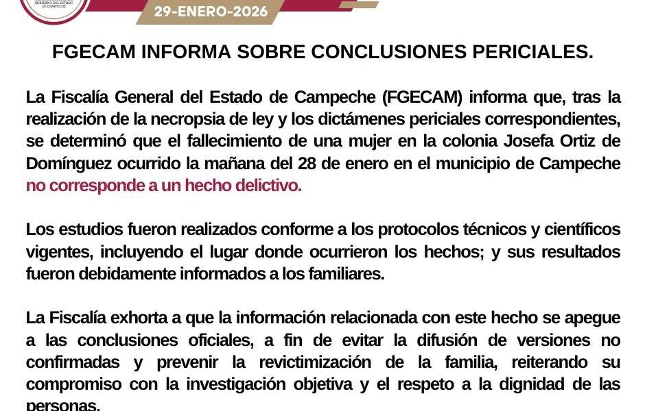 San Francisco de Campeche, Camp., a 30 de enero de 2026