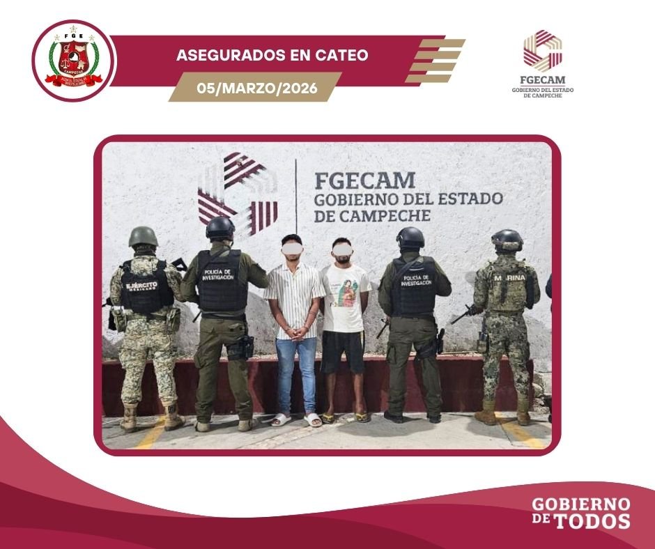 EJECUTA FGECAM ÓRDENES DE CATEO; ASEGURAN DROGA, EQUIPO TÁCTICO Y DOS PERSONAS