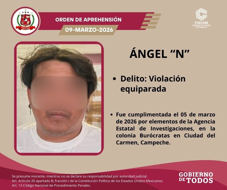 CUMPLIMENTA FGECAM CUATRO ÓRDENES DE APREHENSIÓN POR DIVERSOS DELITOS