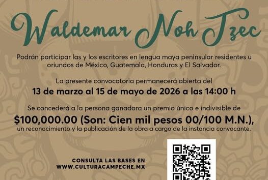 INSTITUTO DE CULTURA Y ARTES CONVOCA AL XIX PREMIO INTERNACIONAL DE POESÍA DEL MUNDO MAYA "WALDEMAR NOH TZEC" 2026