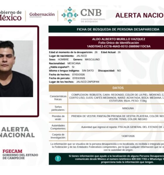 LA FISCALÍA GENERAL DEL ESTADO DE CAMPECHE SE SUMA A LAS ACCIONES DE BÚSQUEDA A NIVEL NACIONAL, EN COORDINACIÓN CON LA COMISIÓN NACIONAL DE BÚSQUEDA DE PERSONAS DESAPARECIDAS MÉXICO DIFUNDIENDO LAS