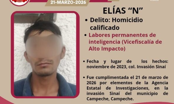 CUMPLIMIENTO DE ORDEN DE APREHENSIÓN POR HOMICIDIO CALIFICADO