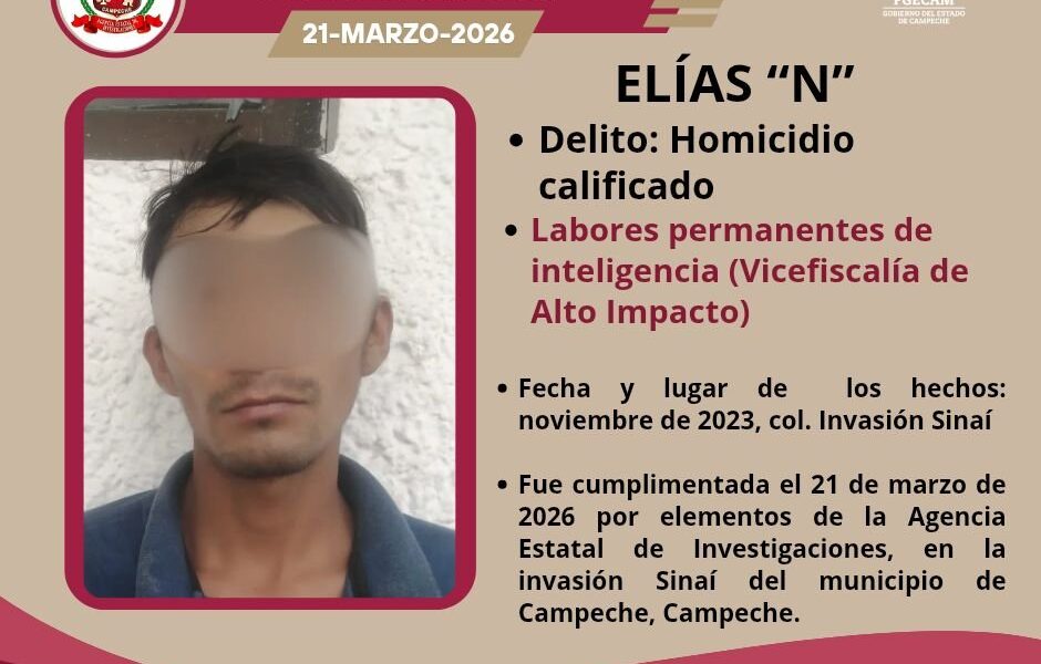 CUMPLIMIENTO DE ORDEN DE APREHENSIÓN POR HOMICIDIO CALIFICADO