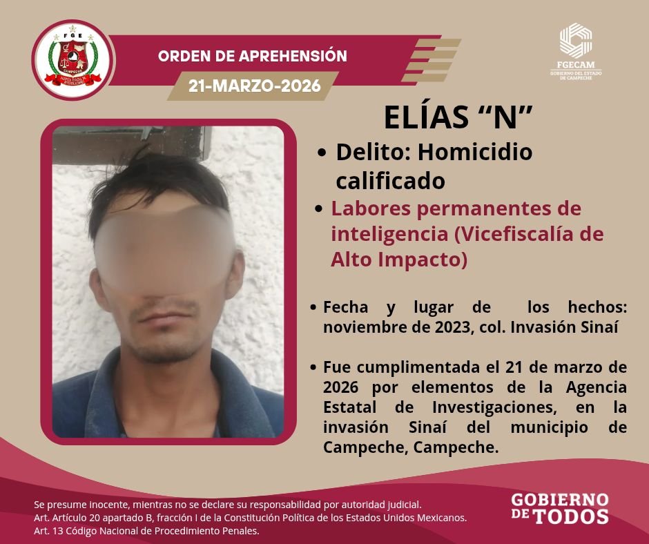 CUMPLIMIENTO DE ORDEN DE APREHENSIÓN POR HOMICIDIO CALIFICADO