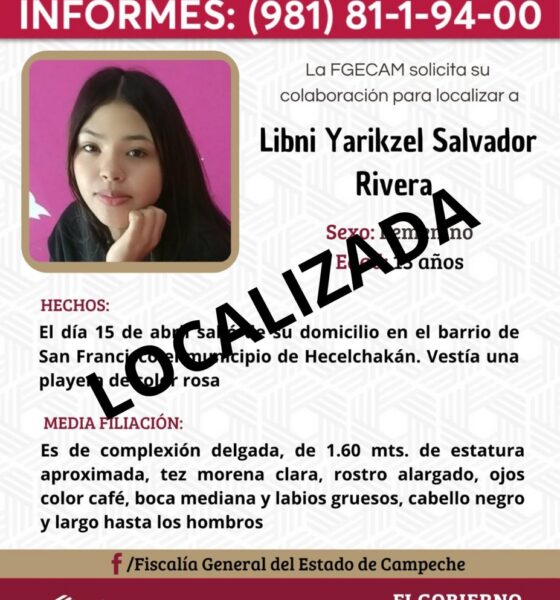 Localizan en Seybaplaya a adolescente de 13 años con alerta nacional