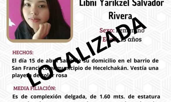 Localizan en Seybaplaya a adolescente de 13 años con alerta nacional