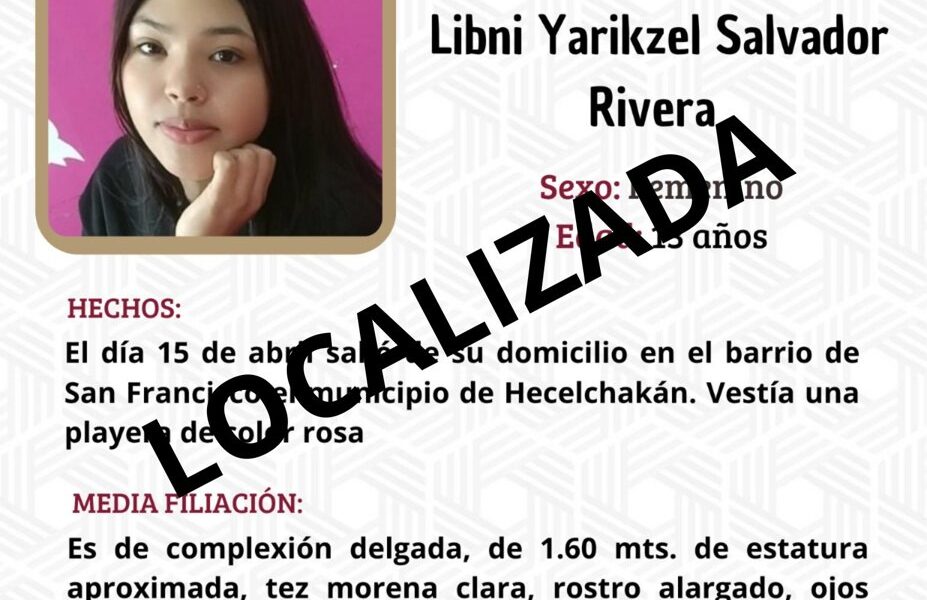 Localizan en Seybaplaya a adolescente de 13 años con alerta nacional
