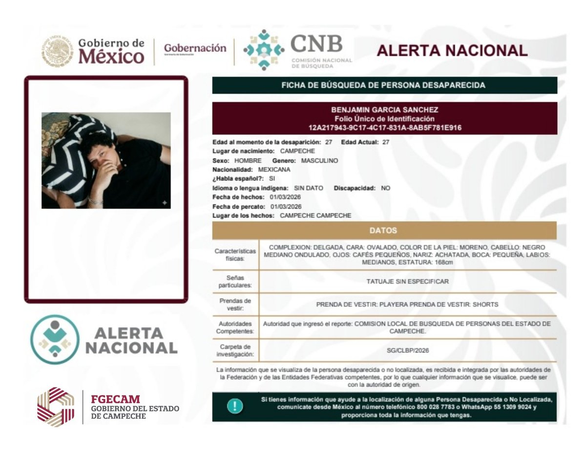 BÚSQUEDA NACIONAL DE PERSONAS DESAPARECIDAS