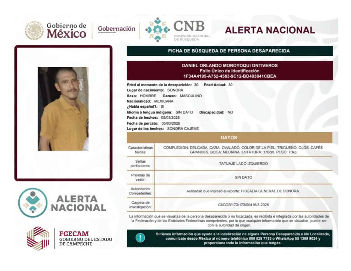 BÚSQUEDA NACIONAL DE PERSONAS DESAPARECIDAS