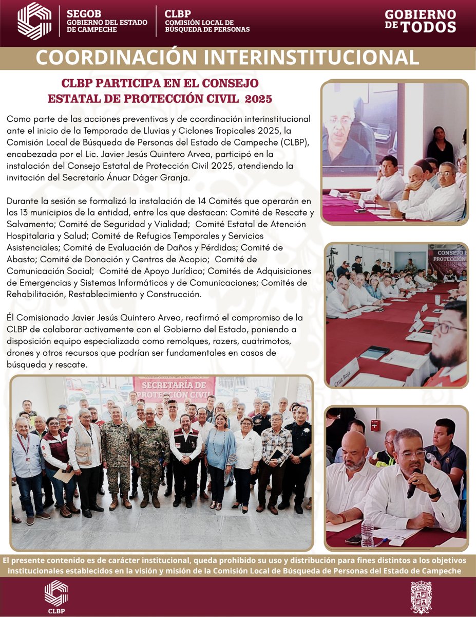 CLBP PARTICIPA EN CONSEJO ESTATAL DE PROTECCIÓN CIVIL POR TEMPORADA DE CICLONES TROPICALES 2025