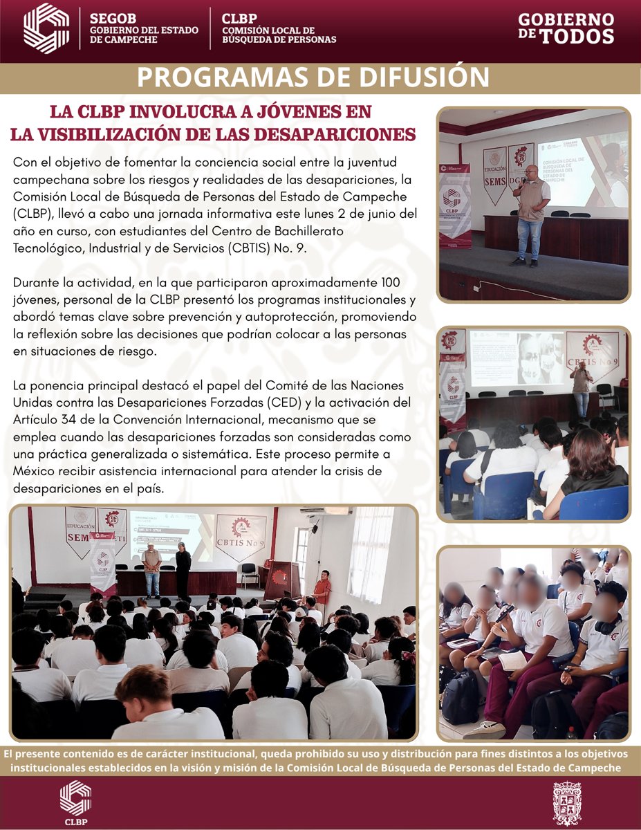 LA CLBP INVOLUCRA A JÓVENES EN LA VISIBILIZACIÓN DE LAS DESAPARICIONES
