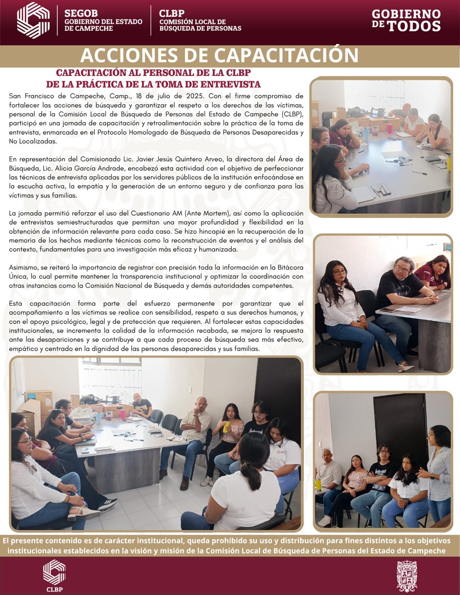 FORTALECEN CAPACIDADES DEL PERSONAL DE LA CLBP EN LA PRÁCTICA DE LA TOMA DE ENTREVISTA