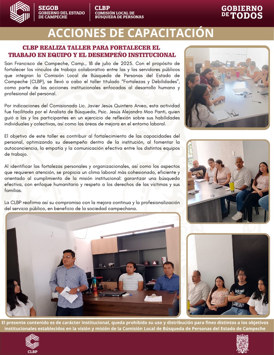 CLBP REALIZA TALLER PARA FORTALECER EL TRABAJO EN EQUIPO Y EL DESEMPEÑO INSTITUCIONAL