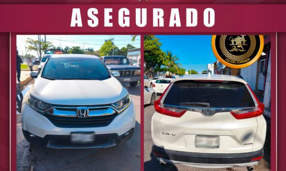 VEHÍCULO CON PLACAS DE MORELOS ASEGURADO EN CARMEN