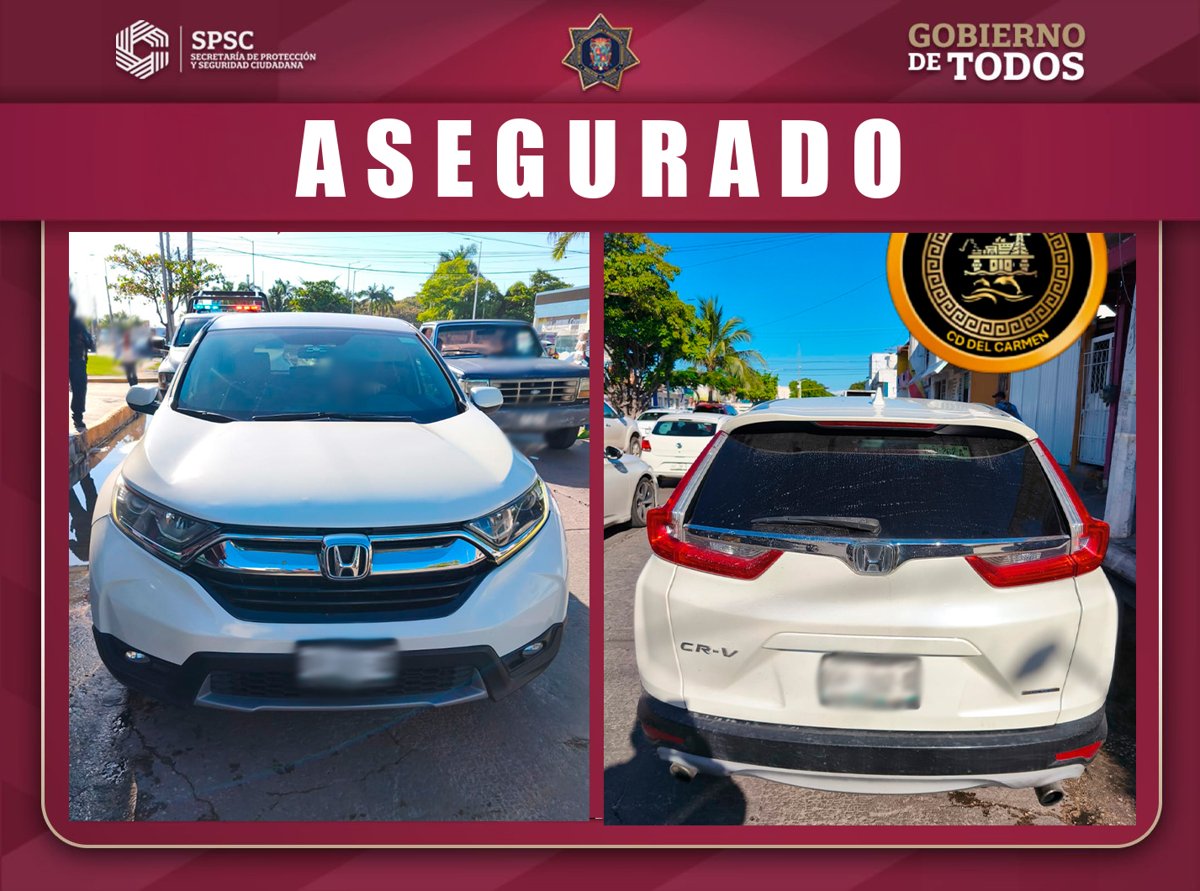 VEHÍCULO CON PLACAS DE MORELOS ASEGURADO EN CARMEN
