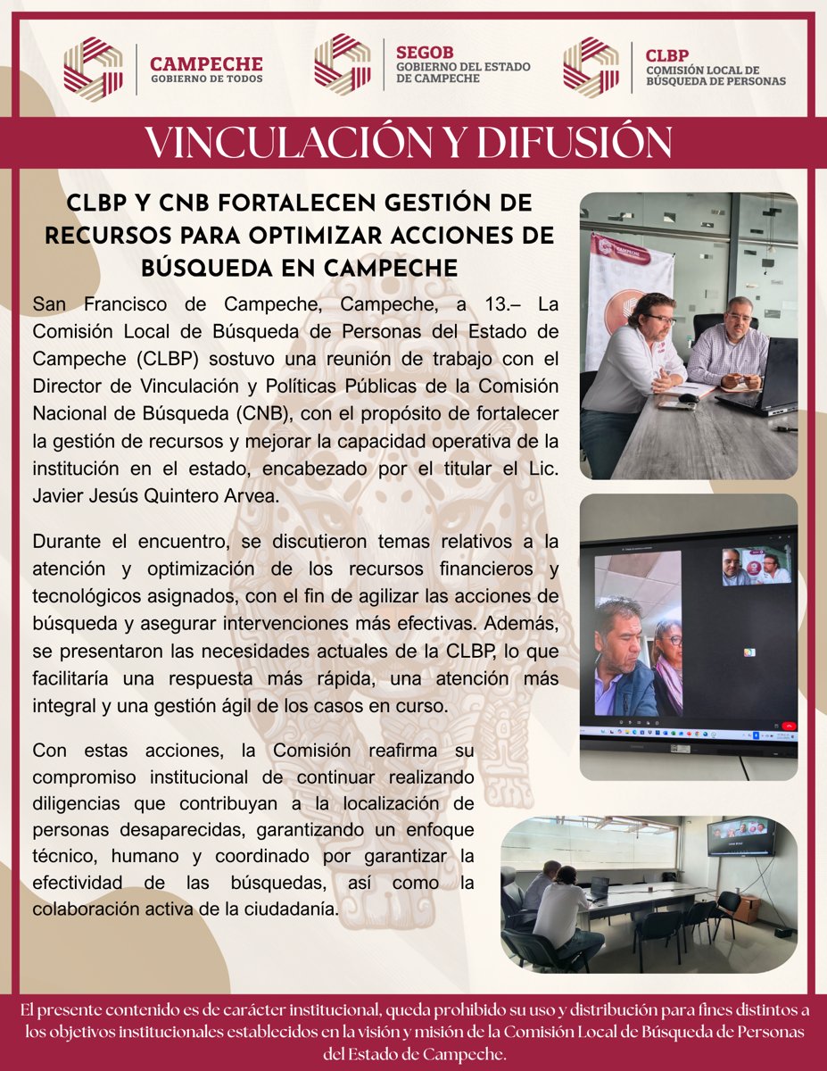 CLBP Y CNB FORTALECEN GESTIÓN DE RECURSOS PARA OPTIMIZAR ACCIONES DE BÚSQUEDA EN CAMPECHE CLBP Y CNB FORTALECEN GESTIÓN DE RECURSOS PARA OPTIMIZAR ACCIONES DE BÚSQUEDA EN CAMPECHE