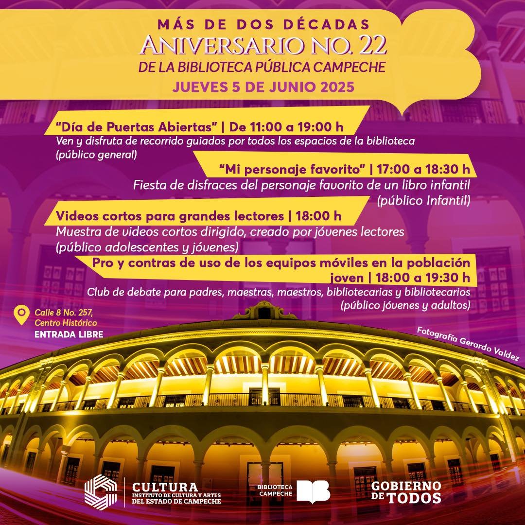 BIBLIOTECA PÚBLICA CAMPECHE CELEBRA ANIVERSARIO CON ACTIVIDADES CULTURALES